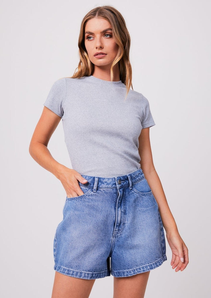 Replay Hemp Ribbed Tee - Grey Marle