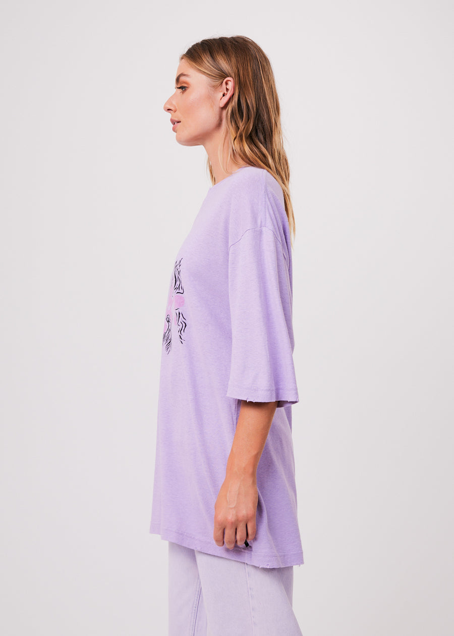 AFENDS Pink Noise Hemp Oversized Graphic T Shirt