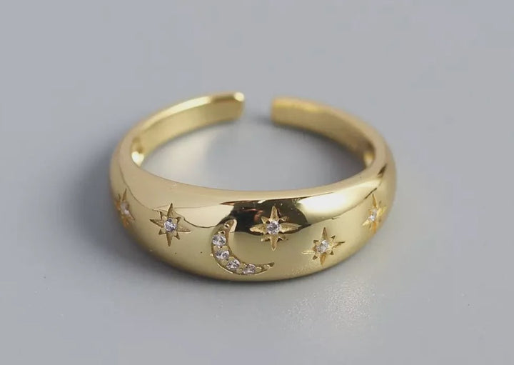 Boho & Mala Sun & Moon Gold Plated Ring
