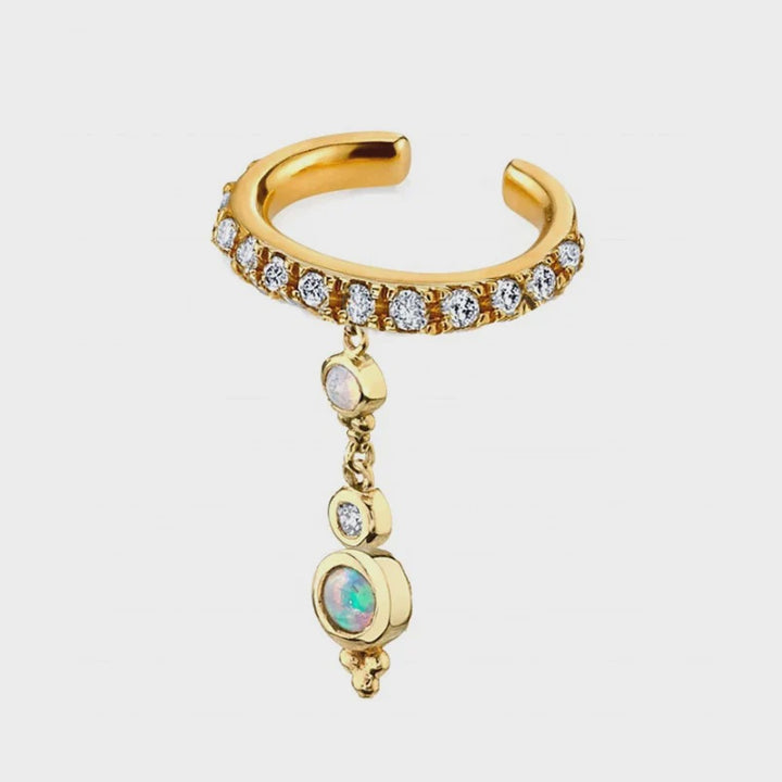 Boho & Mala Opal Cuff Huggies 18k Gold Plated Earrings DE10007