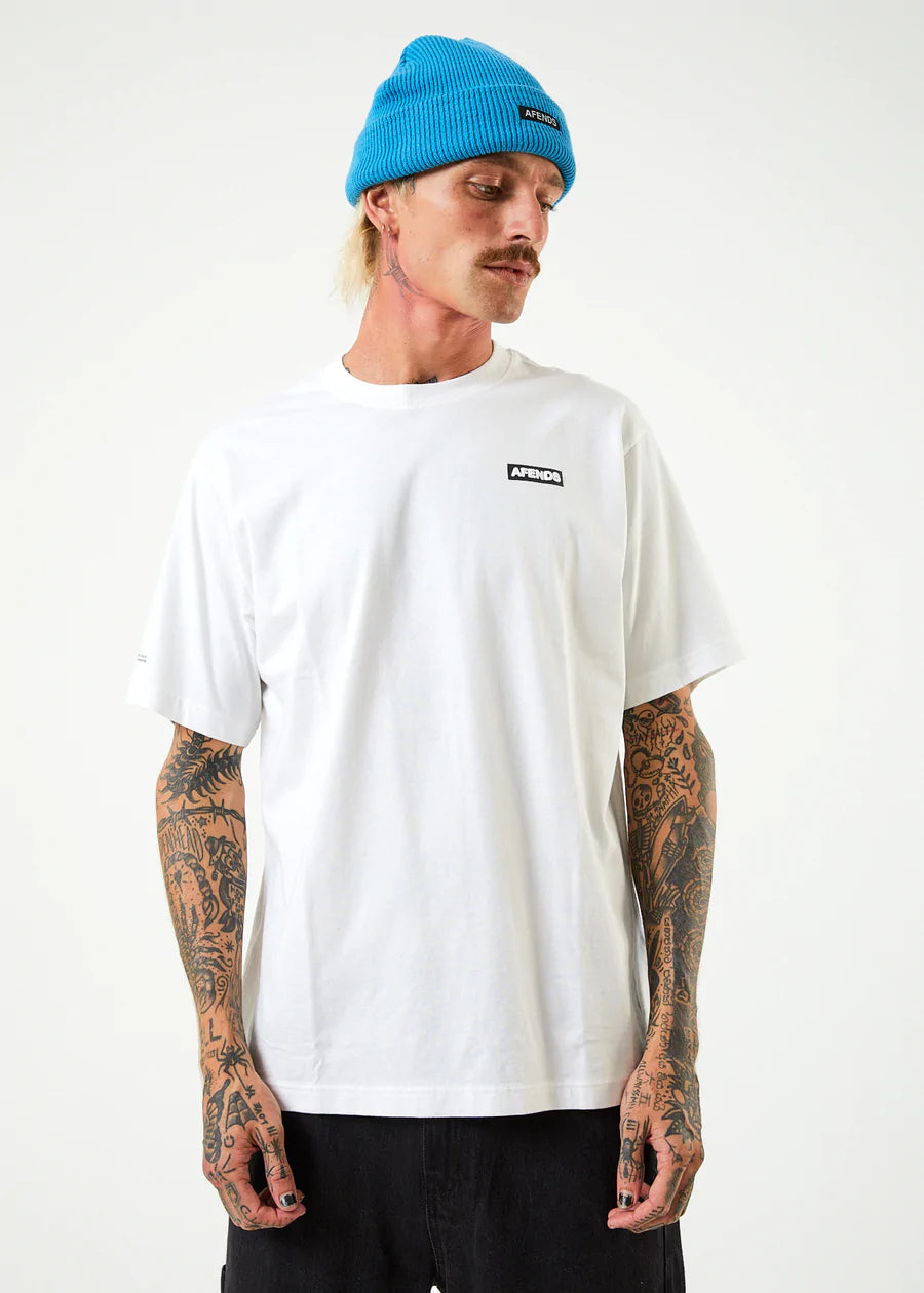 AFENDS Information Recycled Retro Graphic Tee White