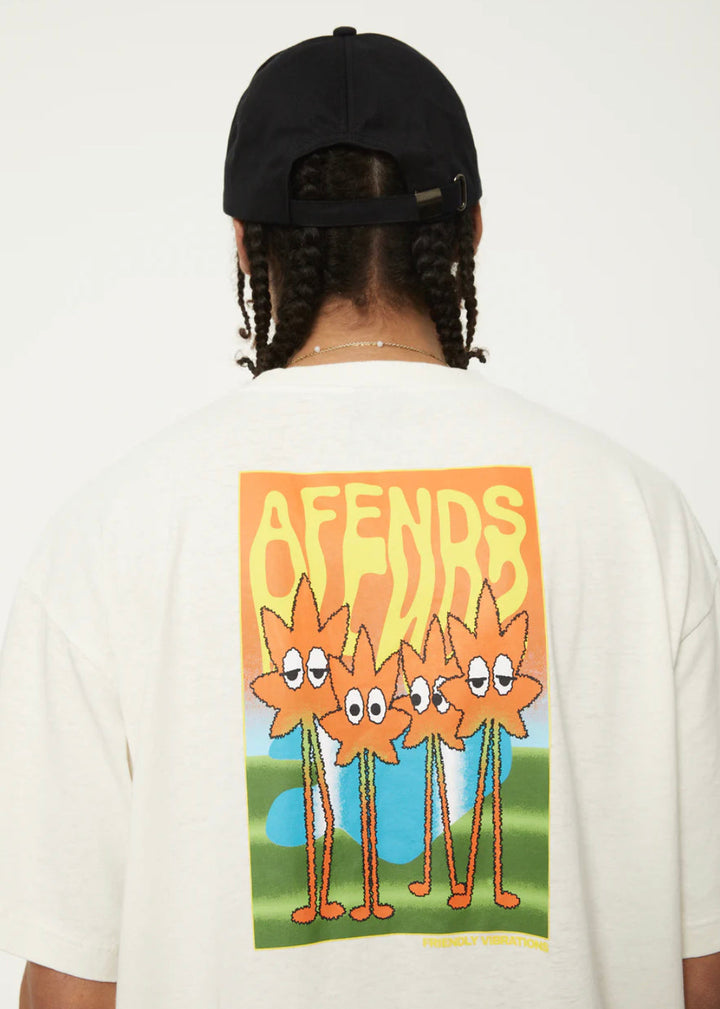 AFENDS Vibrations Hemp Boxy Graphic T Shirt Off White