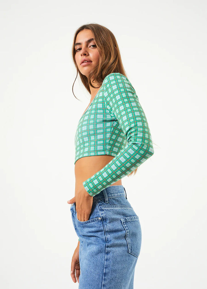 AFENDS Tully Hemp Checked Long Sleeve Top