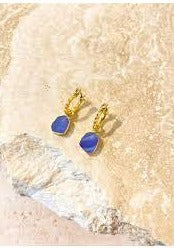 Airin Stone Gold Plated Earrings Blue