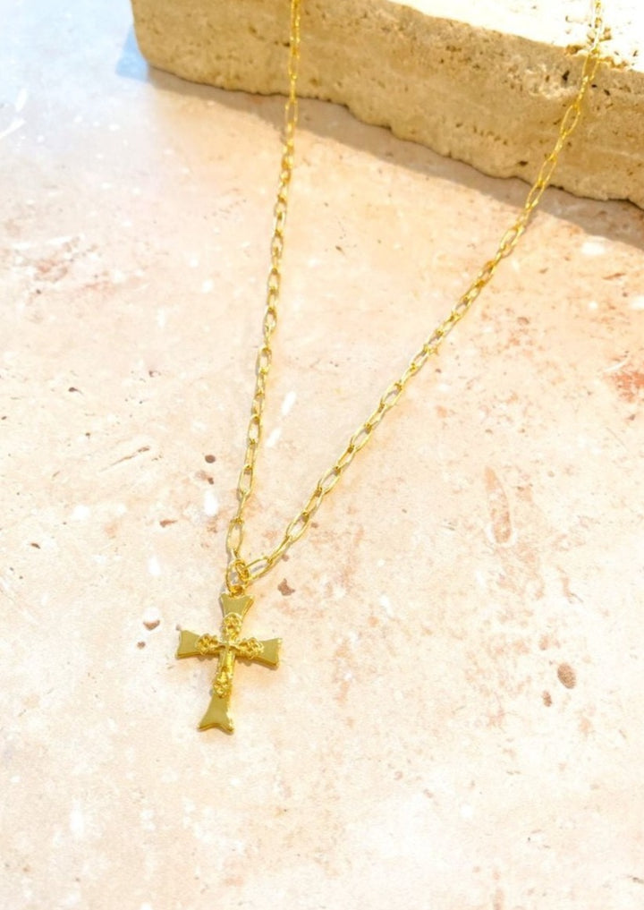 Cross Charm Gold Plated Necklace