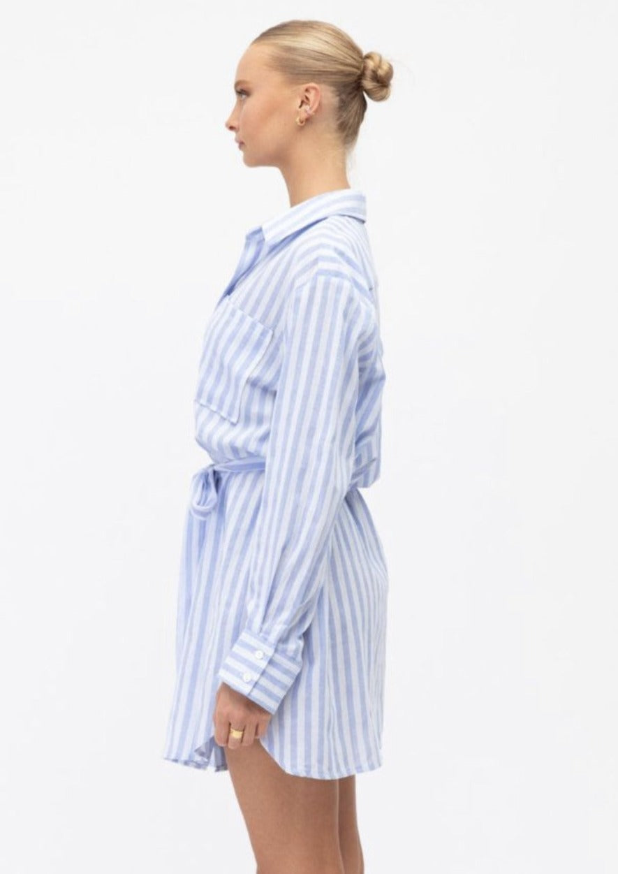 Beach Days Shirt Dress Blue