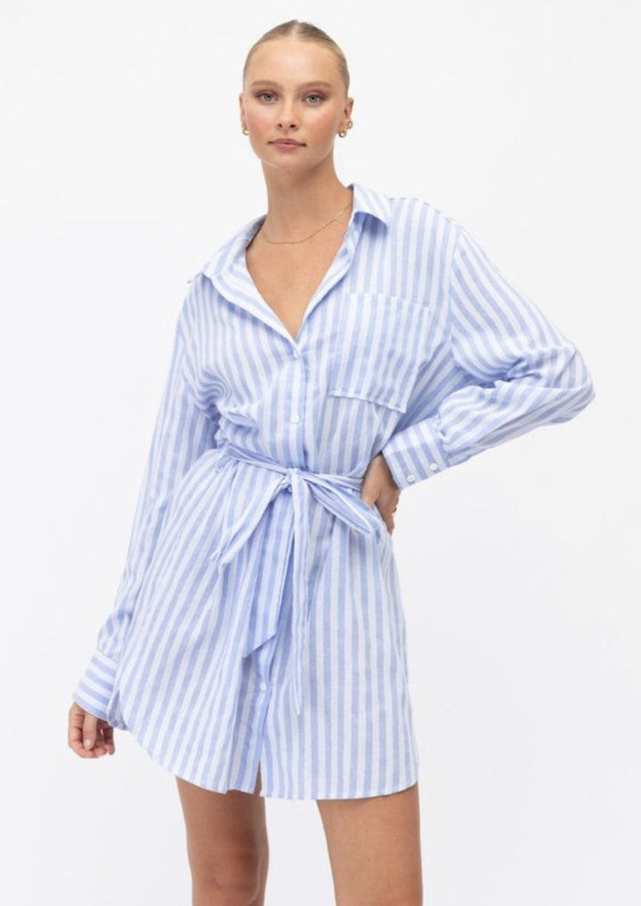 Beach Days Shirt Dress Blue