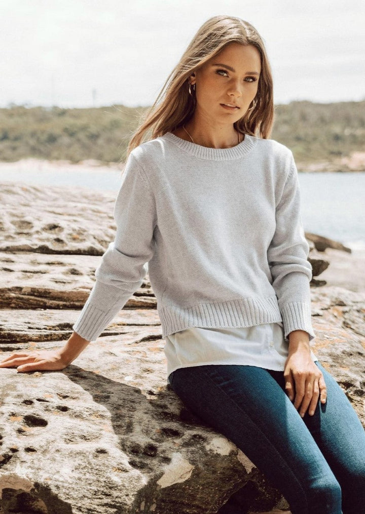 Twofer Knit Top  Grey