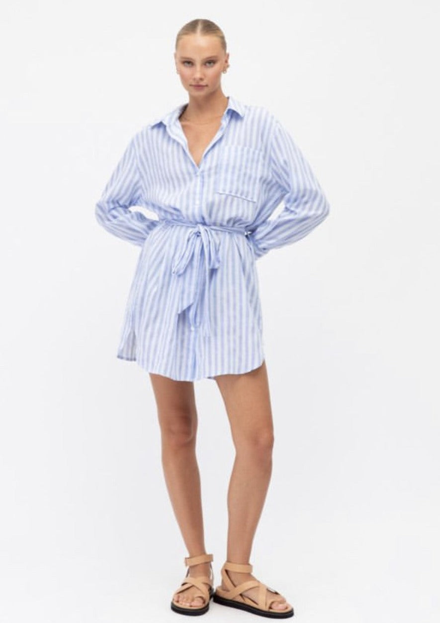 Beach Days Shirt Dress Blue