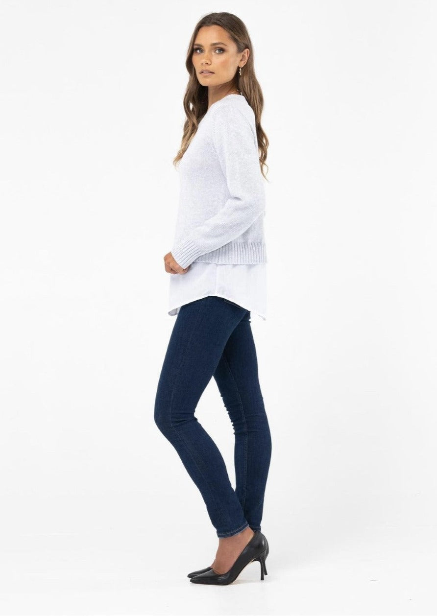 Twofer Knit Top  Grey