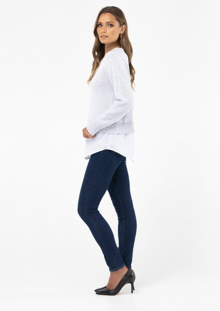 Twofer Knit Top  Grey