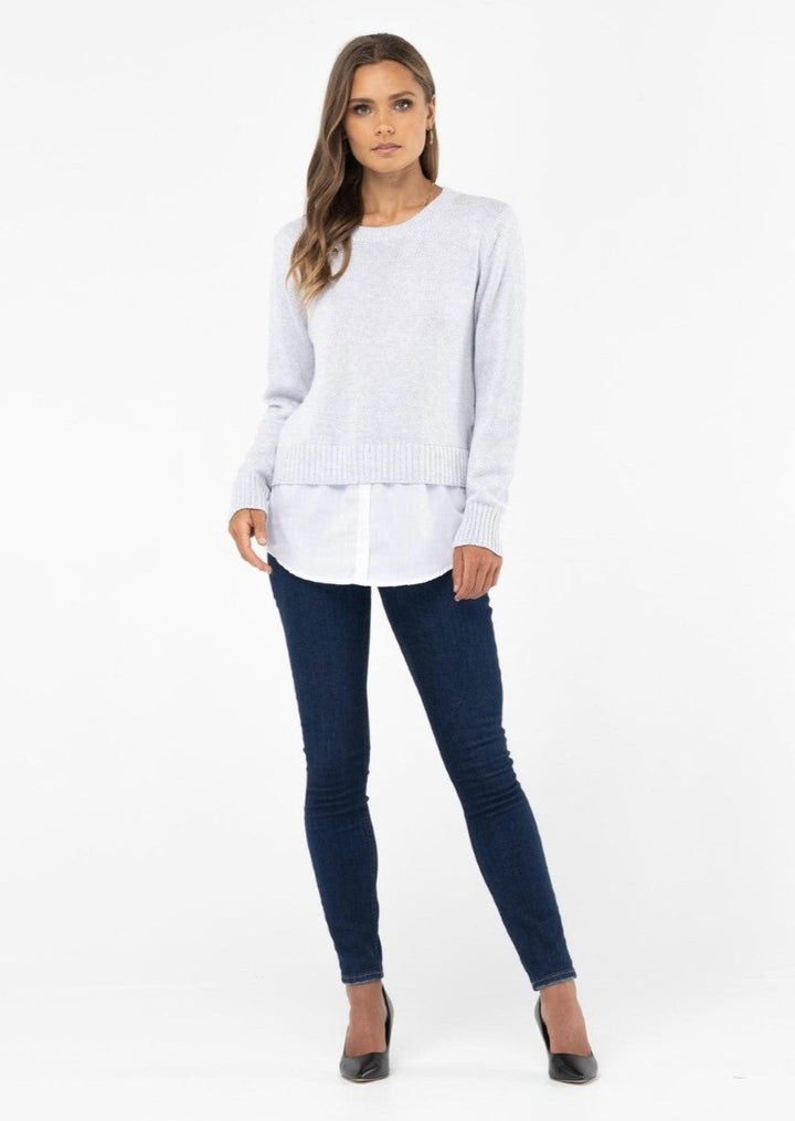 Twofer Knit Top  Grey
