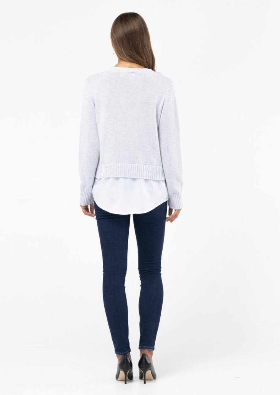 Twofer Knit Top  Grey