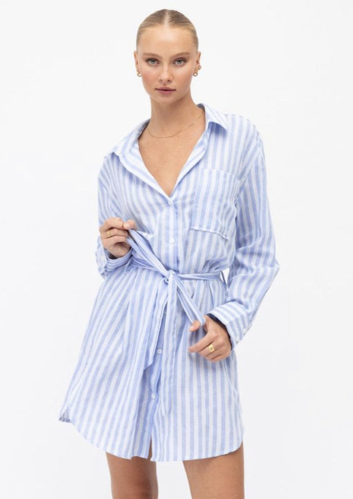 Beach Days Shirt Dress Blue