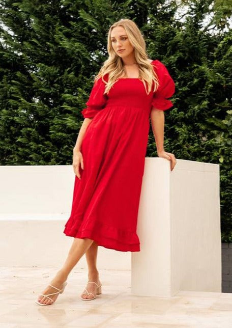 Linen Lux Scarlet Dress